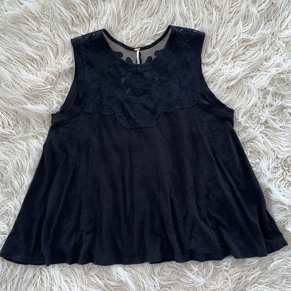 Free People Lace tank Top Black S